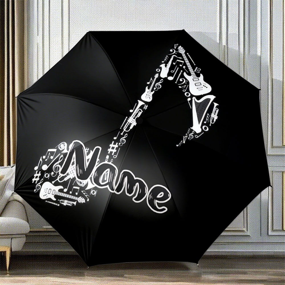 Musical Instrument And Names - Custom Name Umbrella 